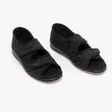 Padders LYDIA Womens (2E Fit) Touch Fasten Slippers Black