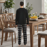 Men's Long Sleeve Thermal Fleece Pyjama Set in Black and Red.