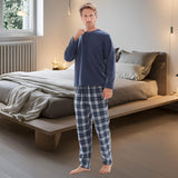 Men's Navy Fleece Lounge Set with Cotton Bottoms