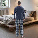 Men's Navy Fleece Lounge Set with Cotton Bottoms