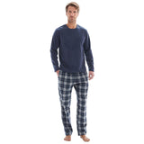 Men's Navy Fleece Lounge Set with Cotton Bottoms