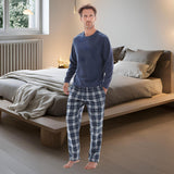 Men's Navy Fleece Lounge Set with Cotton Bottoms