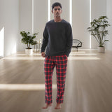 Men's Cozy Thermal Fleece Lounge Set with Check Flannel Pant
