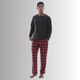 Men's Cozy Thermal Fleece Lounge Set with Check Flannel Pant