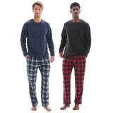 Men's Cozy Thermal Fleece Lounge Set with Check Flannel Pant