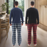 Men's Cozy Thermal Fleece Lounge Set with Check Flannel Pant