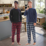 Men's Cozy Thermal Fleece Lounge Set with Check Flannel Pant