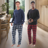 Men's Cozy Thermal Fleece Lounge Set with Check Flannel Pant