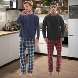 Men's Cozy Thermal Fleece Lounge Set with Check Flannel Pant