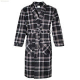 Men's Soft Warm Fleece Dressing Gown with Checkered Pattern