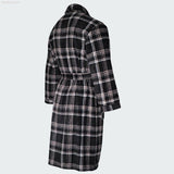 Men's Soft Warm Fleece Dressing Gown with Checkered Pattern