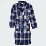 Men's Soft Warm Fleece Dressing Gown with Checkered Pattern