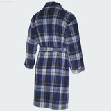 Men's Soft Warm Fleece Dressing Gown with Checkered Pattern