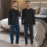 Mens Navy Check Thermal Fleece Pyjama Set with Luxury Design
