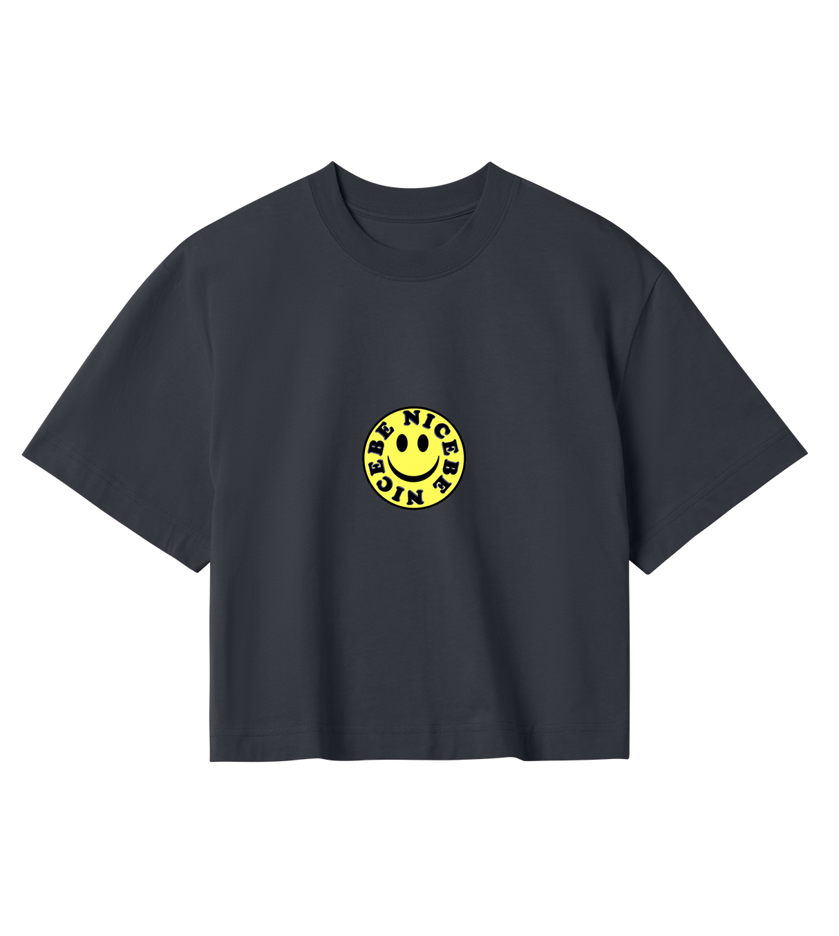 "Be Nice" - Womens Crop - (Yellow Smiley)