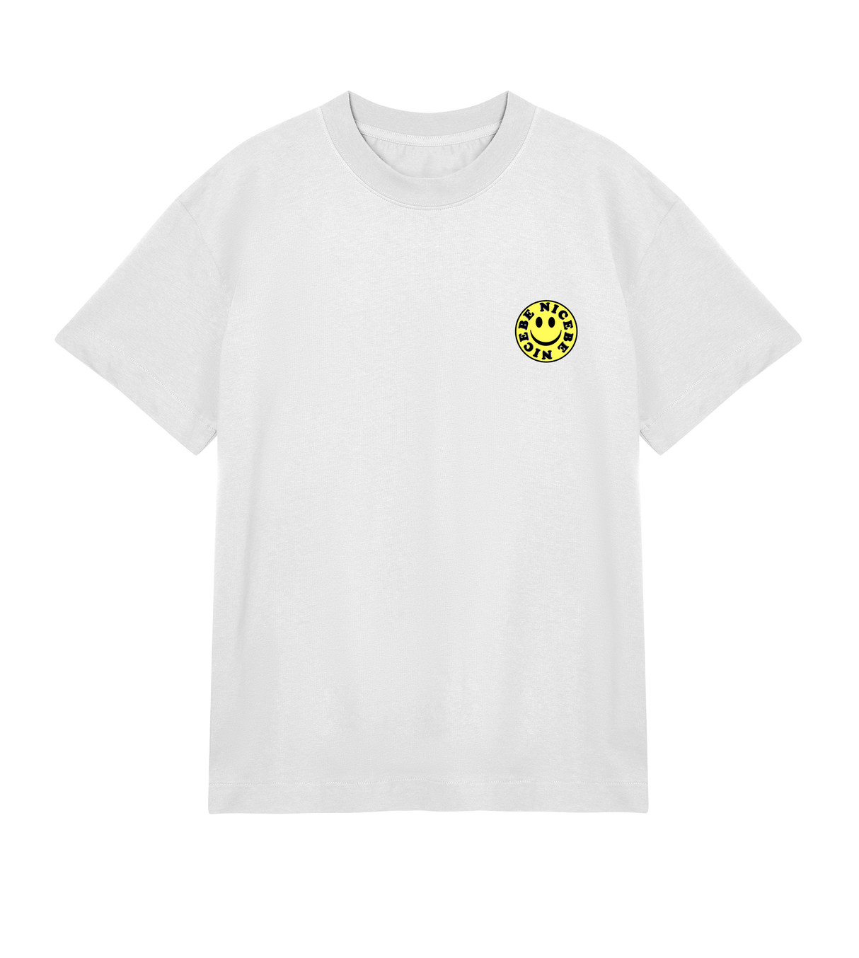 'Be Nice'' - Mens Boxy Tee (Yellow Smiley)