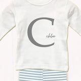 Baby Large Letter Monogram Personalise Outfit Set, 0-3 months