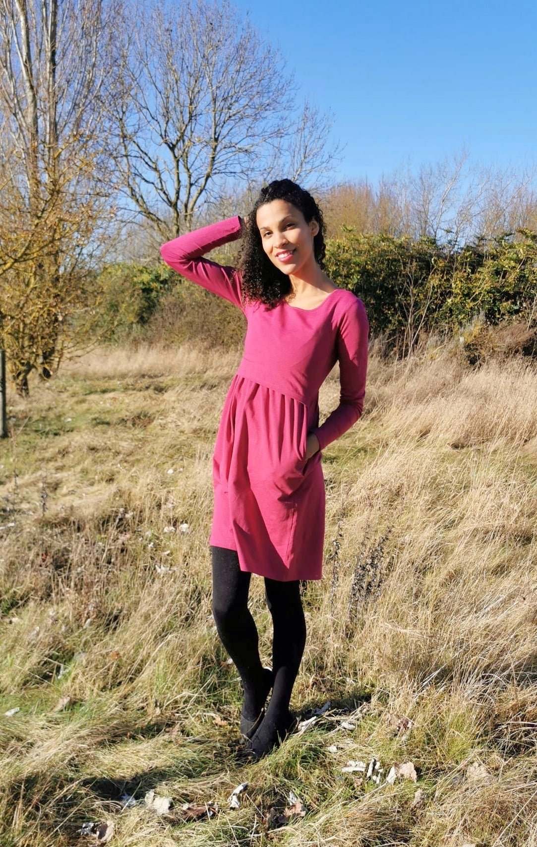 Pippa Purple Breastfeeding Skater Dress