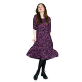 The Midi Breastfeeding Dress - Purple Leopard