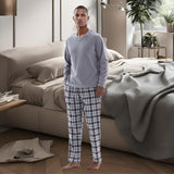 Men's Pyjama Sets: Fleece Top with Cotton Bottoms in Grey and Black