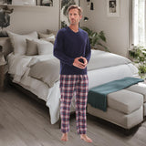 Men's Long Sleeve Pyjama Sets with Fleece Top and Cotton Flannelette Pajama Pants