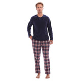 Men's Long Sleeve Pyjama Sets with Fleece Top and Cotton Flannelette Pajama Pants