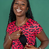 The Knee Length Breastfeeding Dress - Red Leopard Print