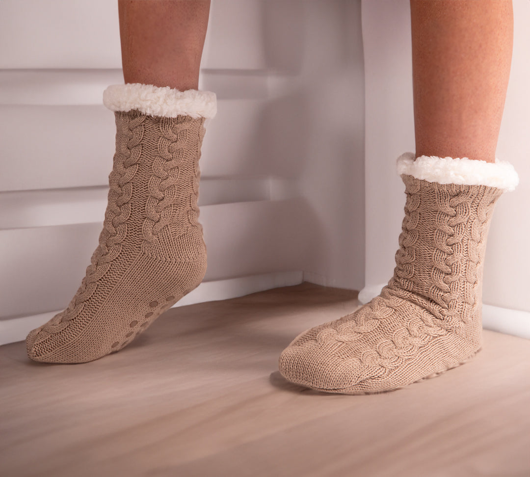 HOS Comfort MELLOW Womens Slipper Socks Beige