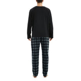 Men's Black Long Sleeve Pyjama Set made of Fleece Loungewear.