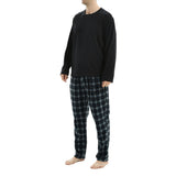 Men's Black Long Sleeve Pyjama Set made of Fleece Loungewear.