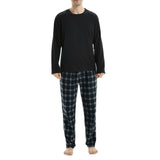 Men's Black Long Sleeve Pyjama Set made of Fleece Loungewear.
