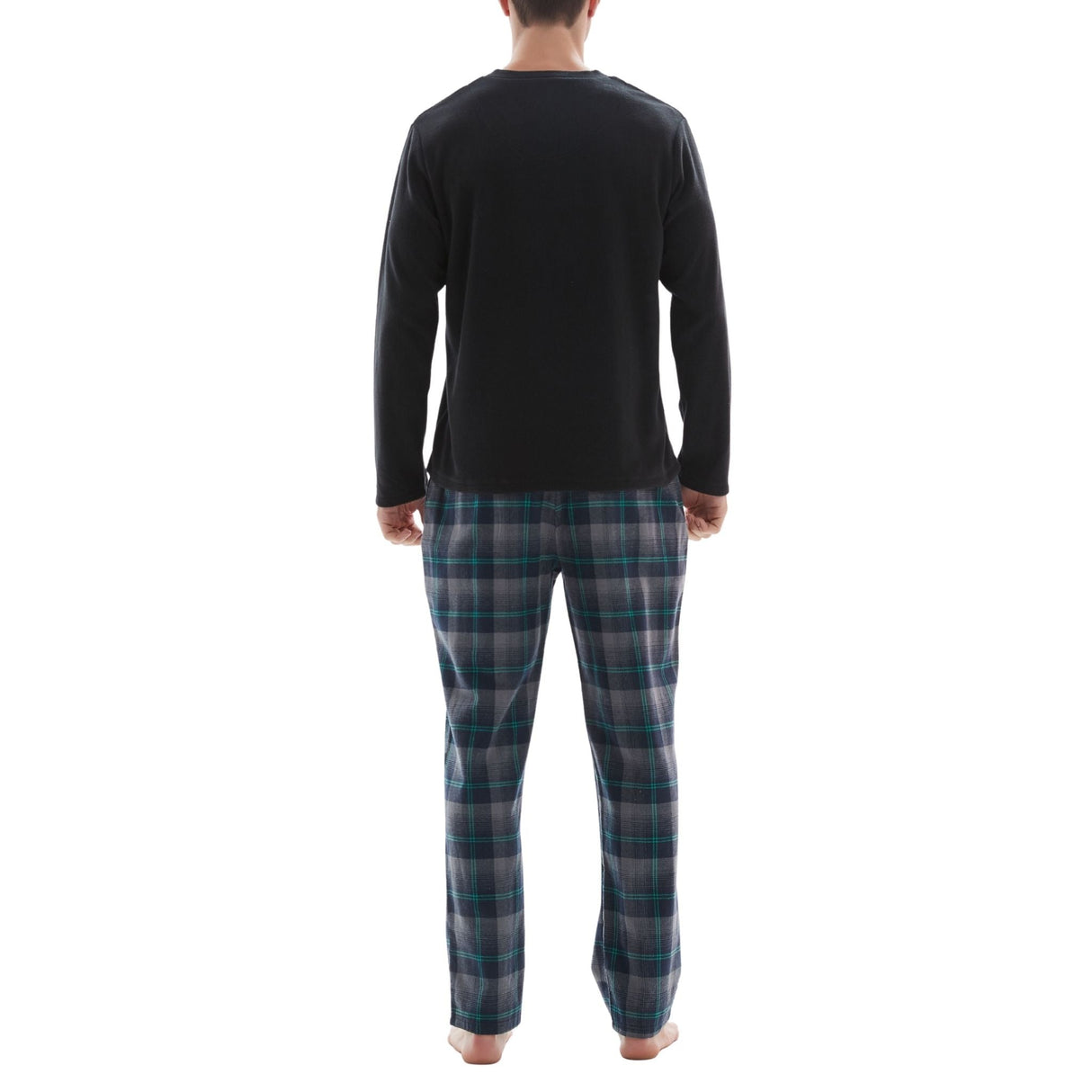 Men’s Checkered Pattern Pyjamas with Fleece Top and Cotton Bottoms Loungewear.