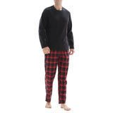 Men's Cozy Thermal Fleece Lounge Set with Check Flannel Pant