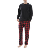 Men's Cozy Thermal Fleece Lounge Set with Check Flannel Pant