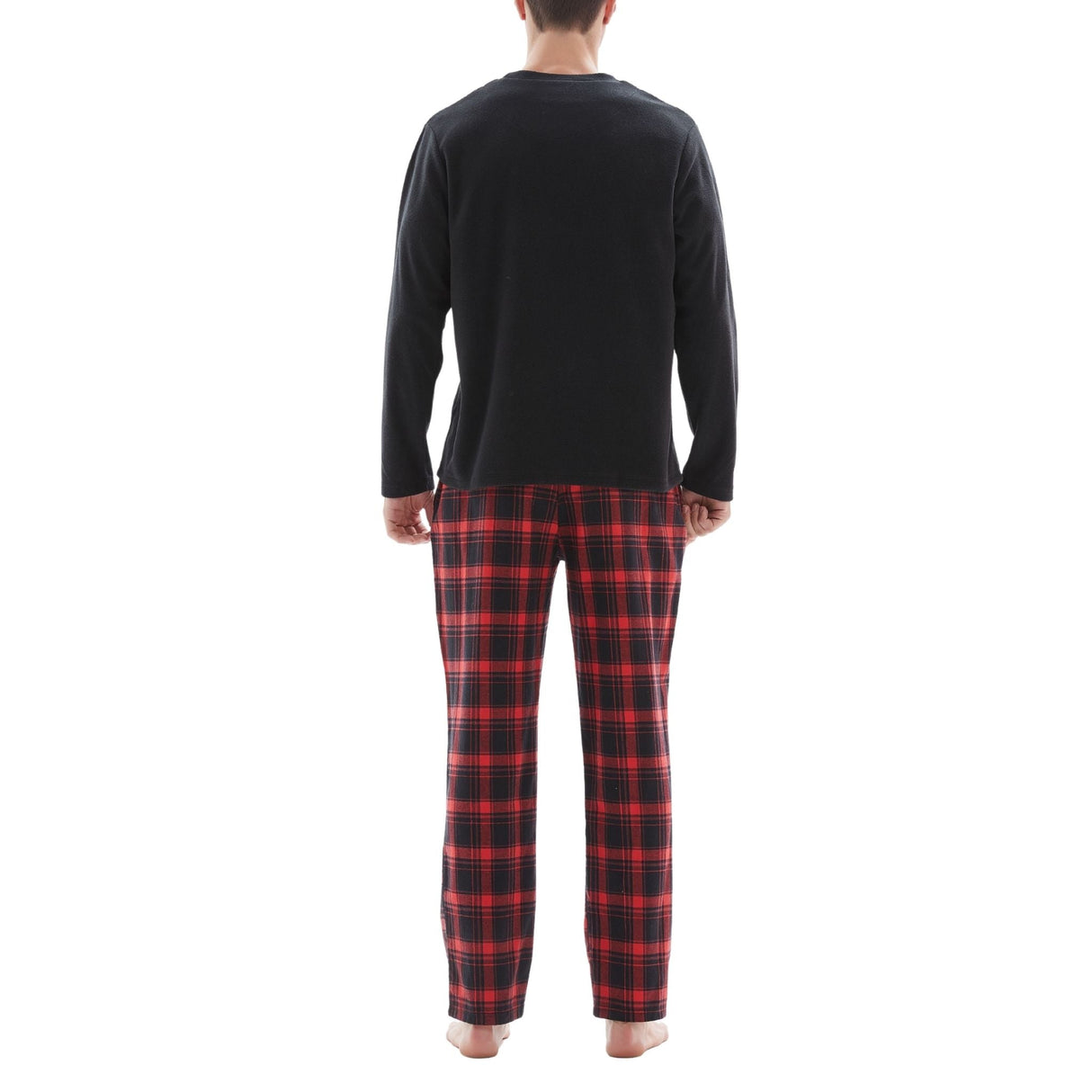 Men's Cozy Thermal Fleece Lounge Set with Check Flannel Pant
