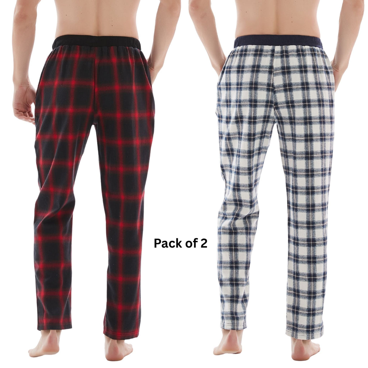 Men's Lightweight Cotton Flannel Pyjama Bottoms - Pack of 2