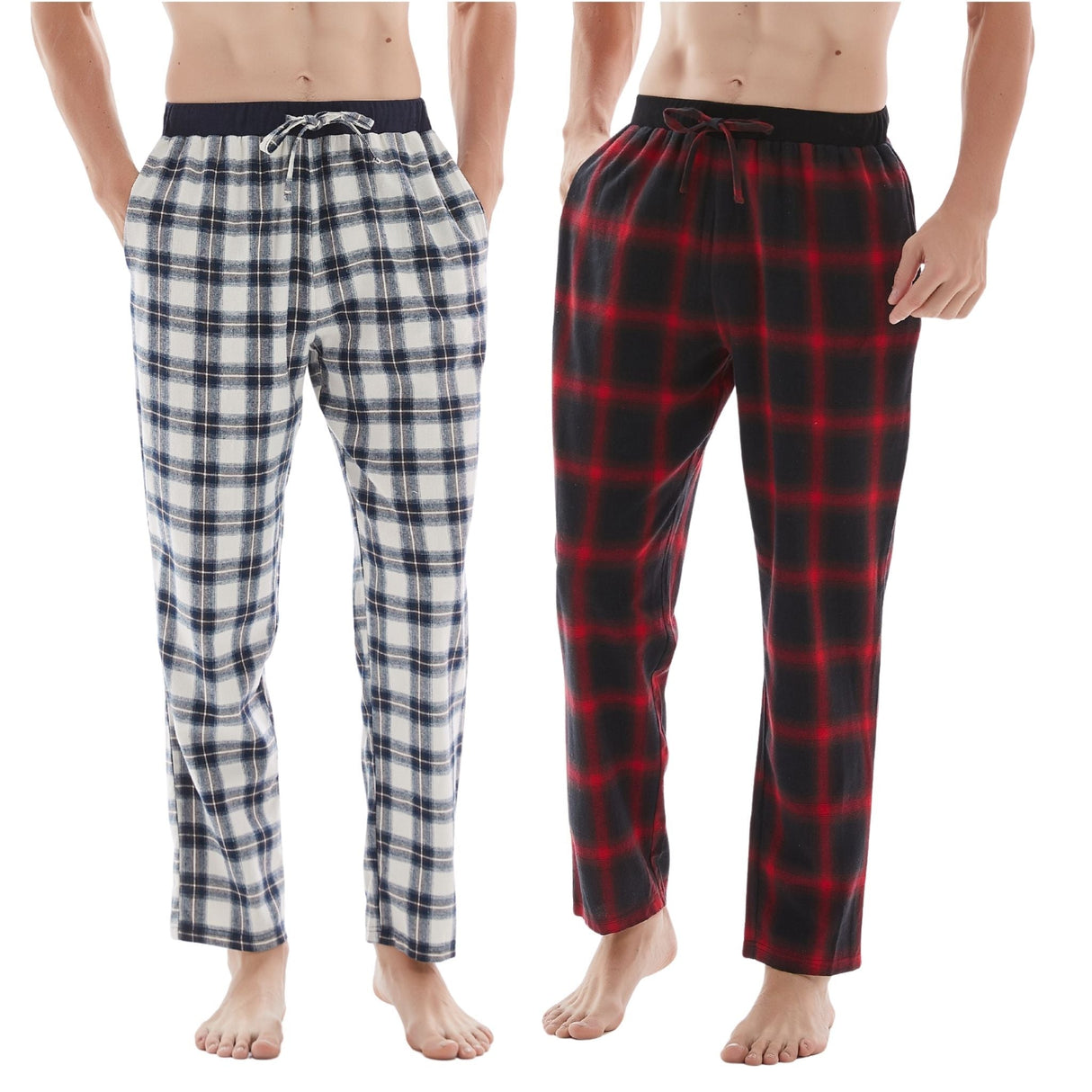 Men's Lightweight Cotton Flannel Pyjama Bottoms - Pack of 2