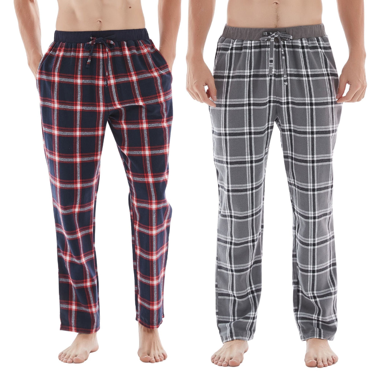 Men's Lightweight Cotton Flannel Pyjama Bottoms - Pack of 2