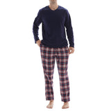 Men's Long Sleeve Pyjama Sets with Fleece Top and Cotton Flannelette Pajama Pants