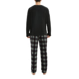 Men's Long Sleeve Thermal Fleece Pyjama Set in Black and Red.
