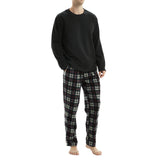 Men's Long Sleeve Thermal Fleece Pyjama Set in Black and Red.