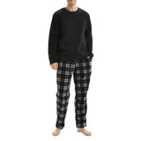 Men's Long Sleeve Thermal Fleece Pyjama Set in Black and Red.