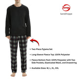 Men's Long Sleeve Thermal Fleece Pyjama Set in Black and Red.