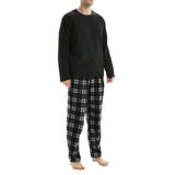 Men's Long Sleeve Thermal Fleece Pyjama Set in Black and Red.