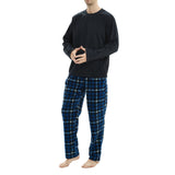 Mens Navy Check Thermal Fleece Pyjama Set with Luxury Design