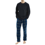 Mens Navy Check Thermal Fleece Pyjama Set with Luxury Design