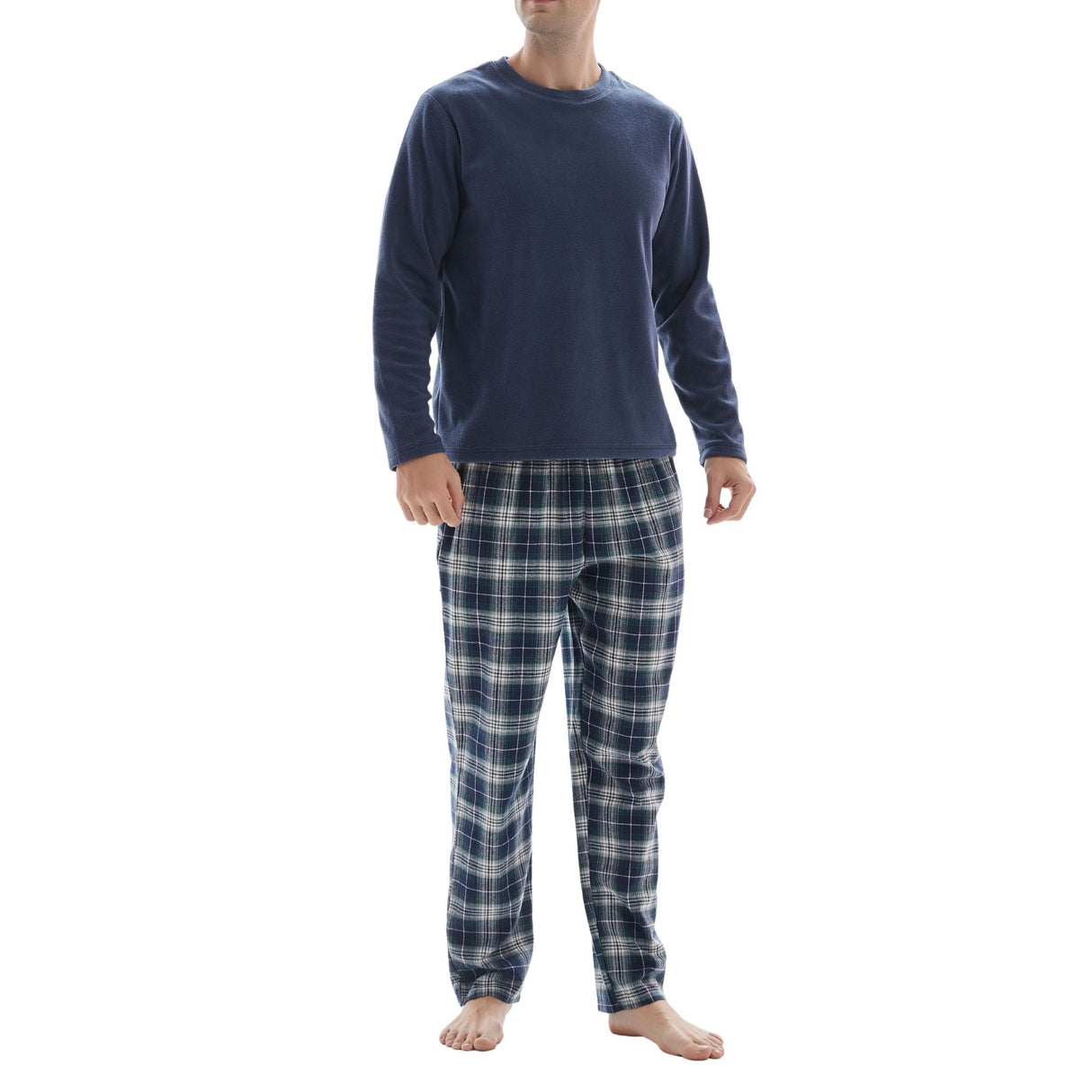 Men's Navy Fleece Lounge Set with Cotton Bottoms