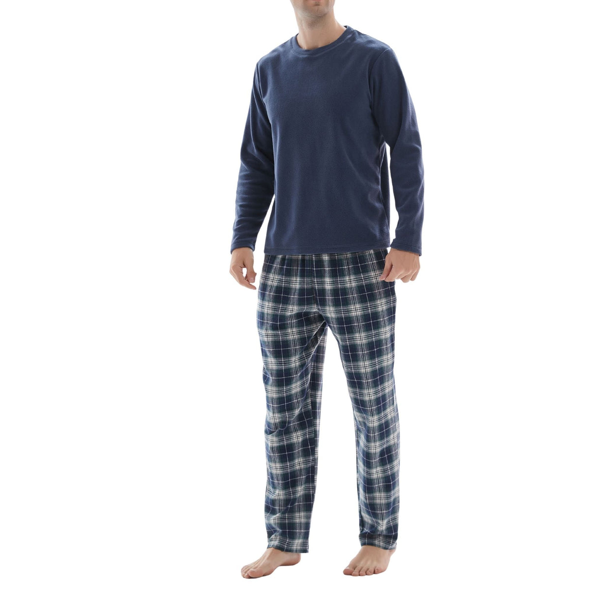 Men's Navy Fleece Lounge Set with Cotton Bottoms