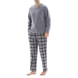 Men's Pyjama Sets: Fleece Top with Cotton Bottoms in Grey and Black