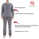 Men's Pyjama Sets: Fleece Top with Cotton Bottoms in Grey and Black